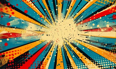 Retro pop art halftone bursts in bold colors
