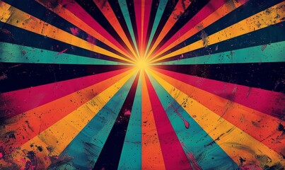 Retro pop art radial lines in neon colors