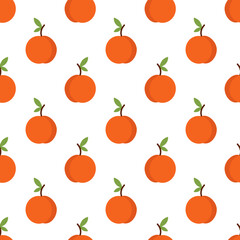 Seamless Pattern with Peach. Summer fruit background. Vector flat illustration.