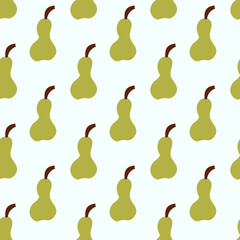 Simple Pear seamless pattern. Fruit food summer background. Vector flat illustration