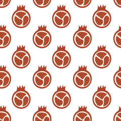 Seamless Pattern with pomegranate slice with seeds. Concept of healthy food and product. Summer fruit background. Vector Flat illustration.
