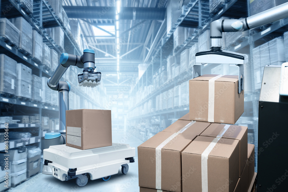 Poster concept of unmanned automated warehouse
