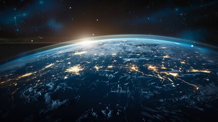 Earth at Night from Space with Glowing City Lights, Deep Outer Space Wallpaper