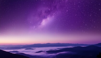  A serene purple night sky with a soft bokeh background and faintly glowing stars, providing