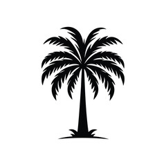 Palm Tree Silhouette, Silhouette Palm Tree. Black palm trees set isolated on white background.