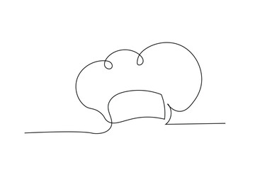 Chef hat vector one line continuous drawing illustration. Hand drawn linear silhouette. Minimal outline design element for print, banner, card, brochure, poster, menu, logo.