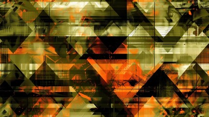 Abstract Geometric Composition in Orange and Green