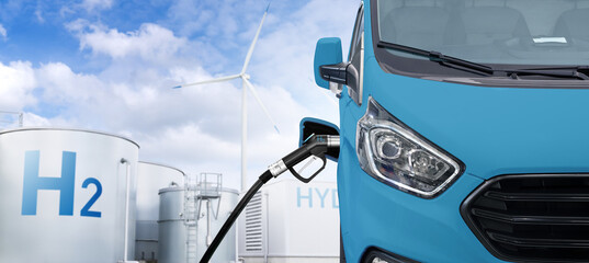 A hydrogen fuel cell delivery van concept. Clean transportation