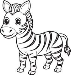 Cute Zebra Coloring Page Character for Kids' Activities