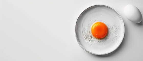 A white plate with a fried egg on it