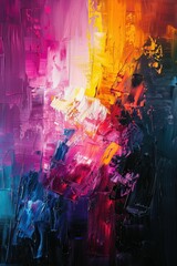 Vibrant Abstract Painting with Bold Brushstrokes and Dynamic Colors in a Modern Art Style