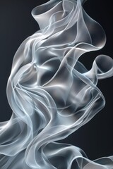Ethereal Flowing White Fabric Against Dark Background Creating Abstract and Dreamlike Visual Effect