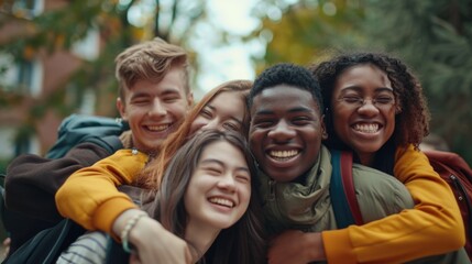 Fototapeta premium A group of youthful individuals posing side by side, possibly at an event or celebration