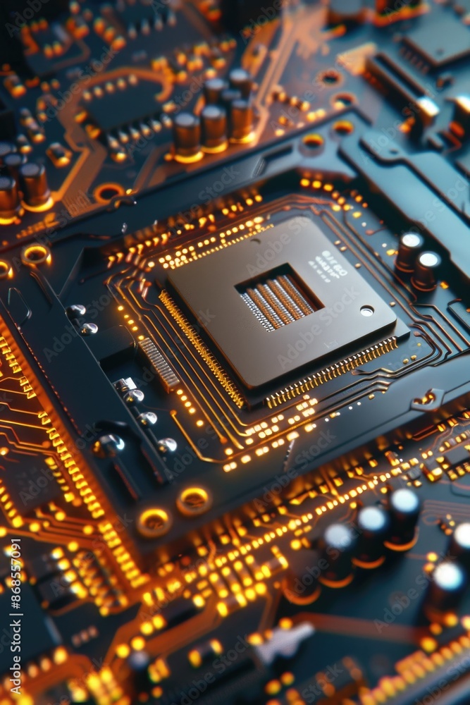 Aufkleber a detailed view of a computer motherboard, useful for technology and electronics related concepts
