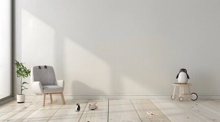 minimalistic children's room wall background with empty space for text