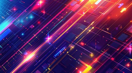 Fototapeta premium Abstract Neon Lights and Geometric Shapes