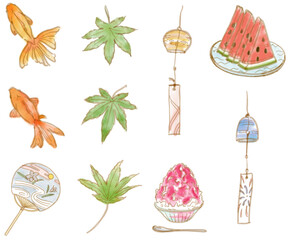 夏の風物詩　イラストセット