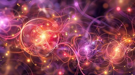 Abstract Art with Swirling Lines and Glowing Lights
