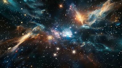 Obraz premium Stunning 3D Visualization of Nebula Milkyway and Galaxies in Deep Space