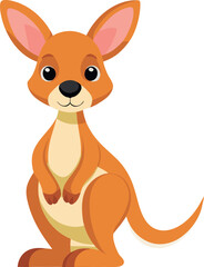 Cute cartoon kangaroo illustration on a white background