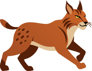 Fototapeta premium Illustration of a wild lynx walking with confidence and grace