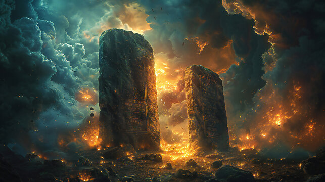 The Ten Commandments: Tablets of the Law, Tablets of Stone, Stone Tablets or Tablets of Testimony, tablets of the covenant, tablets of testimony. Book of Exodus.