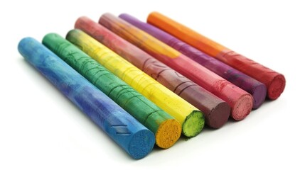 A row of colorful crayons stacked and ready for use