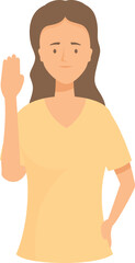 Fototapeta premium Young woman is raising her hand to ask a question during a lesson