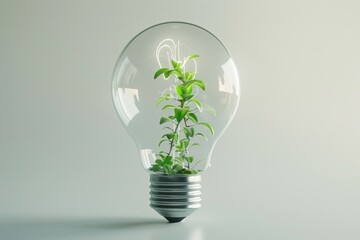 A creative lighting fixture with a small potted plant inside