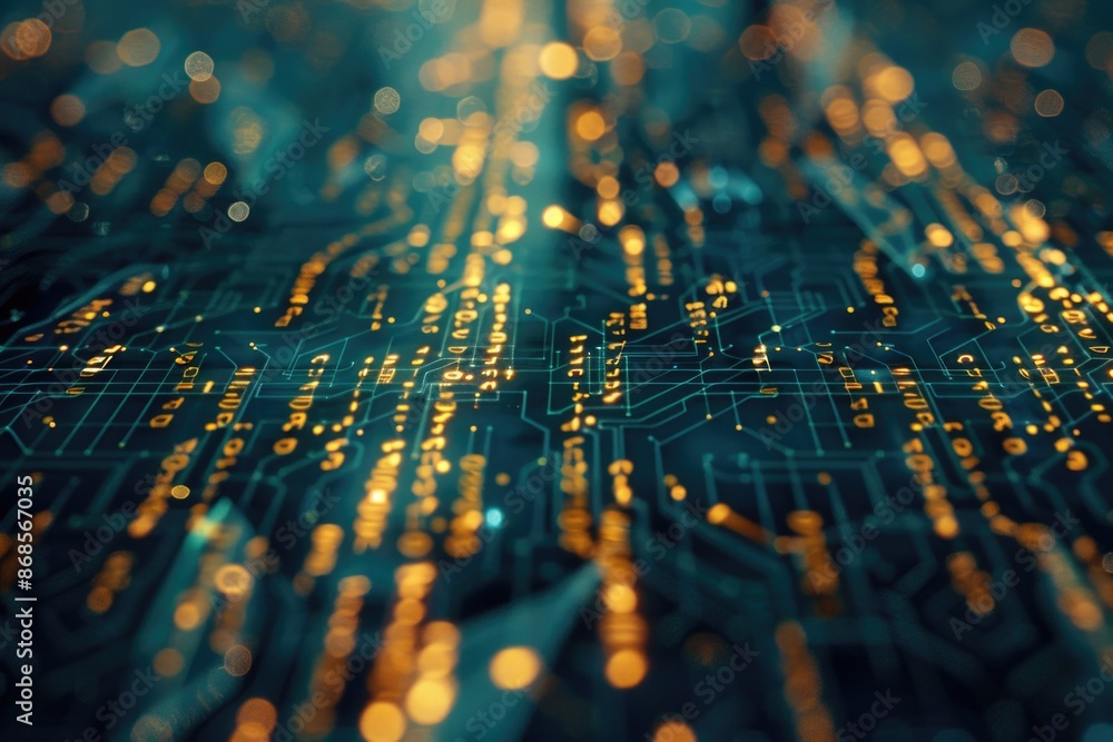Poster a detailed image of a computer circuit board with various components and wiring