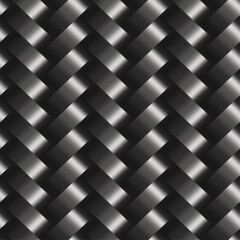 Fototapeta premium 黒色の立体模様のリピートパターン、艶のあるリボンのシンプルな模様、メタリックブラックのシームレスパターン