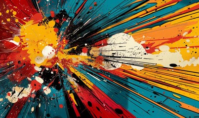 Bold retro comic book bursts with bright colors