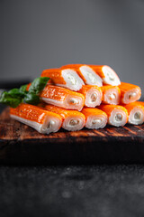 crab stick cream cheese and herbs fresh appetizer meal food snack on the table copy space food background rustic top view