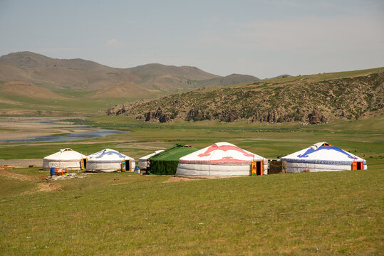 Nomadic settlement Iom Orkhon Vally near the city of Kharkhorin