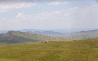 Overview of an unnamed valley in Central Mongolia