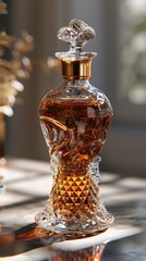 Exclusive and Sophisticated Glass Bottle with Captivating Brown Fizzy Liquid Captured in Cinematic Photographic Style