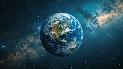 Naklejka premium Night View of Planet Earth from Space - 3D Render of Earth's Globe in Darkness