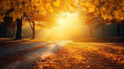 Tranquil autumn park landscape