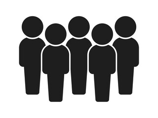 立っている5人の人物のアイコン･ピクトグラム - シンプルなグループ･5人組のイメージ素材
