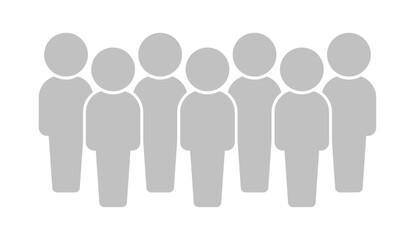 立っている7人の人物のアイコン･ピクトグラム - シンプルな7人組や複数人のグループのイメージ素材
