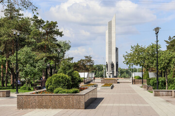 Omsk, Omsk Region, Russian Federation - June 6, 2024. Memorial of Glory to Heroes on Victory...