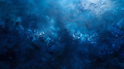 Obraz premium Abstract blue painting with textured brush strokes creating a deep, mysterious underwater feel.