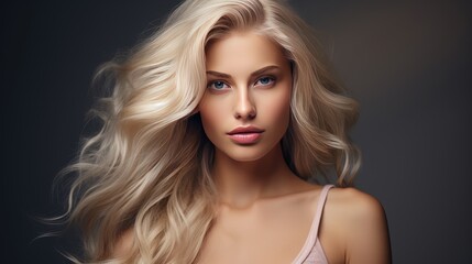 Fototapeta premium Portrait woman model with glamorous hairstyle makeup