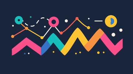 Abstract Colorful Zigzag Chart with Data Points
