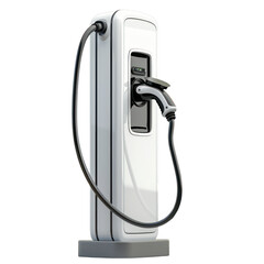 Modern electric car charging station isolated on white background, eco-friendly technology for sustainable transportation.