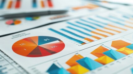 Fototapeta premium Colorful Charts and Graphs on Paper