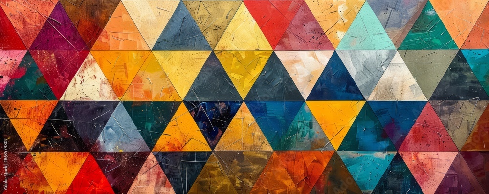 Poster repetitive patterns of colorful triangles