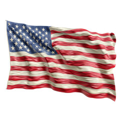 Fototapeta premium A red, white, and blue American flag waving in the wind