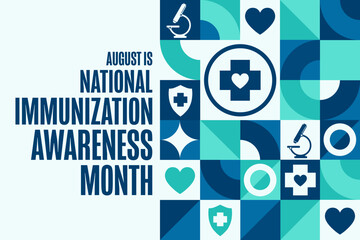 August is National Immunization Awareness Month. Holiday concept. Template for background, banner, card, poster with text inscription. Vector EPS10 illustration.