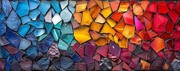 Brightly colored polygons forming a mosaic